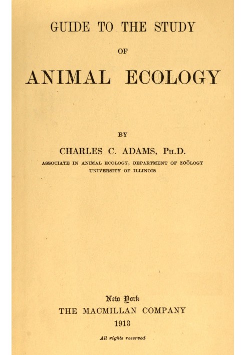 Guide to the study of animal ecology