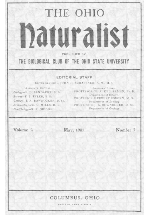 Натураліст Огайо, том. I, № 7, травень 1901 р