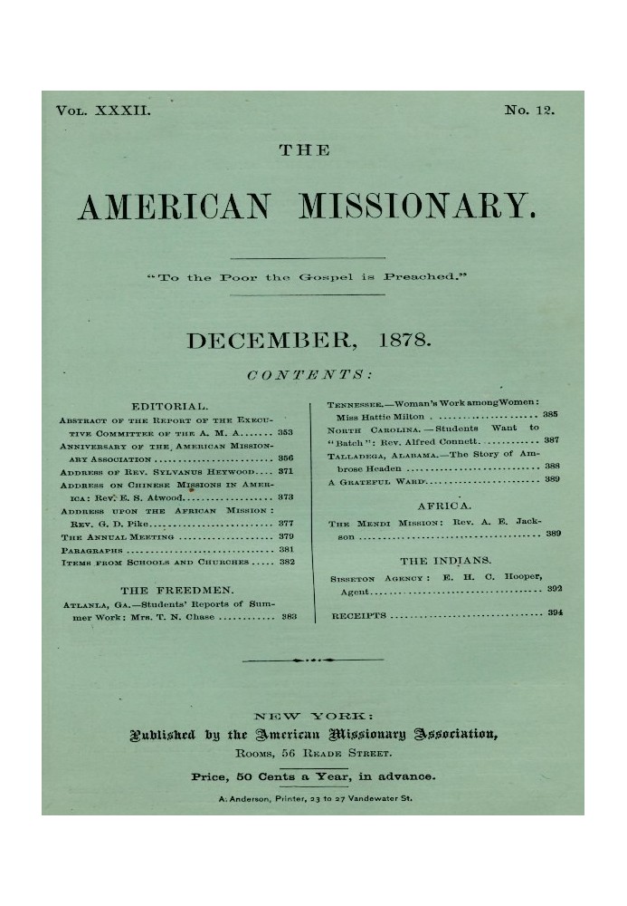 Американский миссионер - Том 32, № 12, декабрь 1878 г.