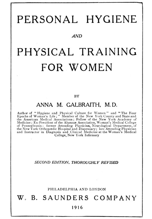 Personal hygiene and physical training for women