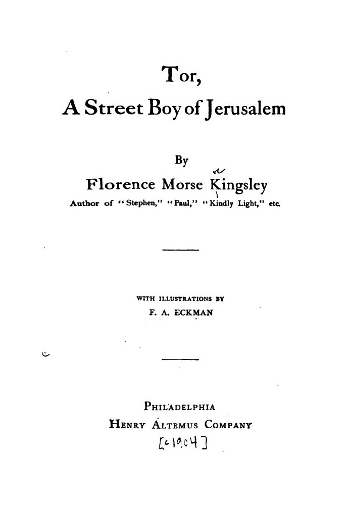 Tor, a Street Boy of Jerusalem