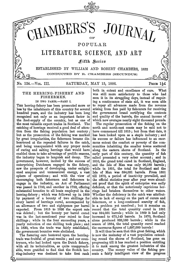 Журнал популярной литературы, науки и искусства Чемберса, пятая серия, вып. 124, том. III, 15 мая 1886 г.