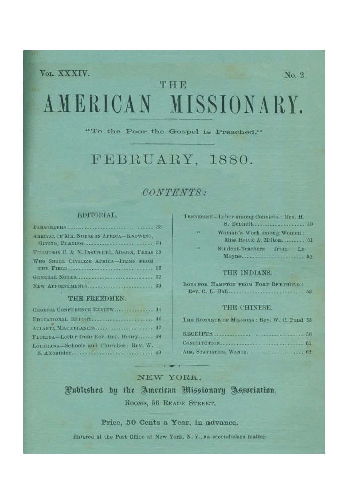 The American Missionary — Volume 34, No. 02, February, 1880