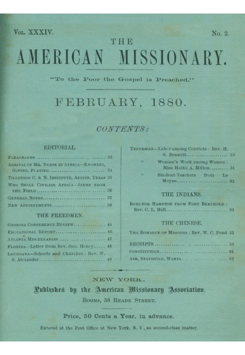 The American Missionary — Volume 34, No. 02, February, 1880