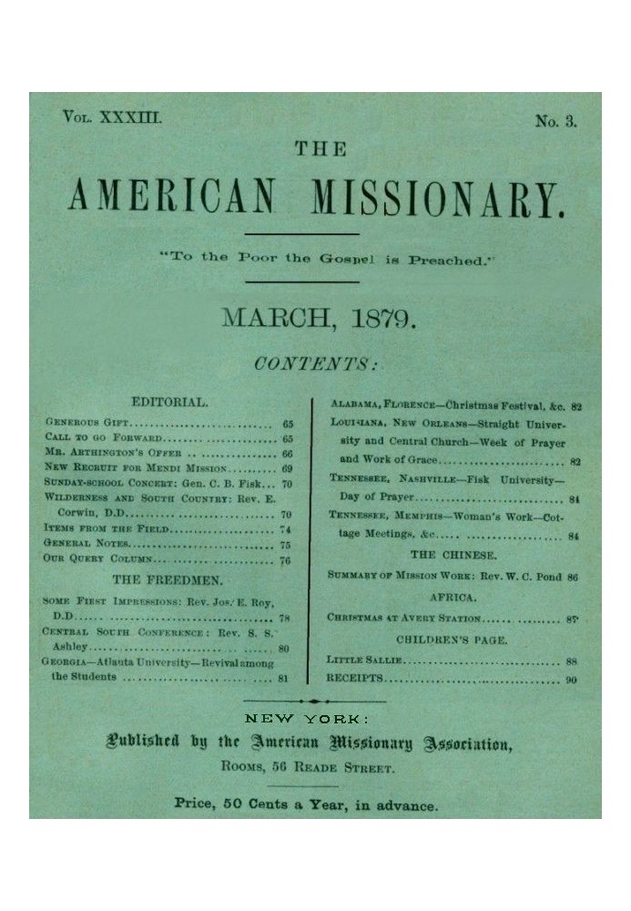 Американський місіонер — Вип. 33, № 3, березень 1879 р