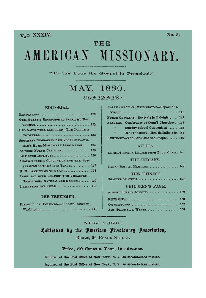 American Missionary, Vol. XXXIV., No. 5, May 1880