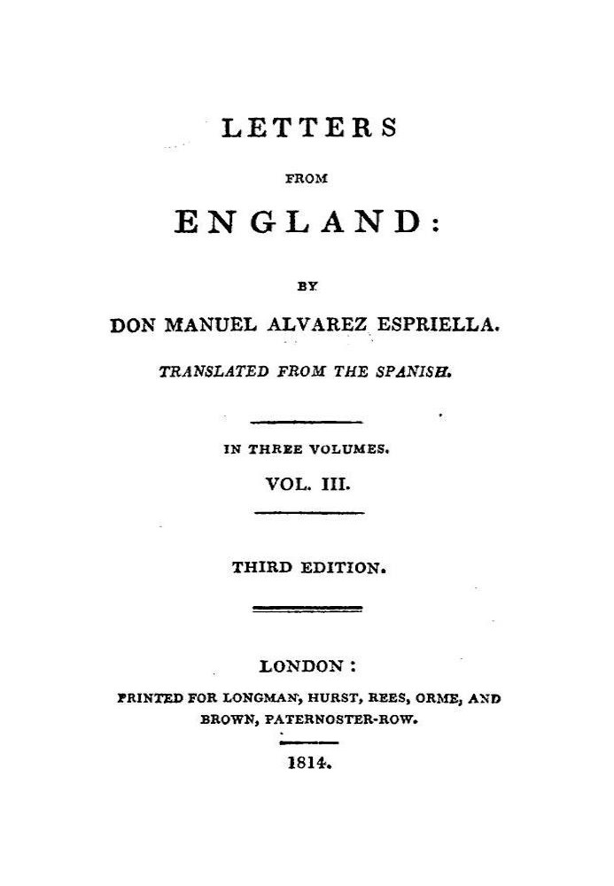 Letters from England, Volume 3 (of 3)