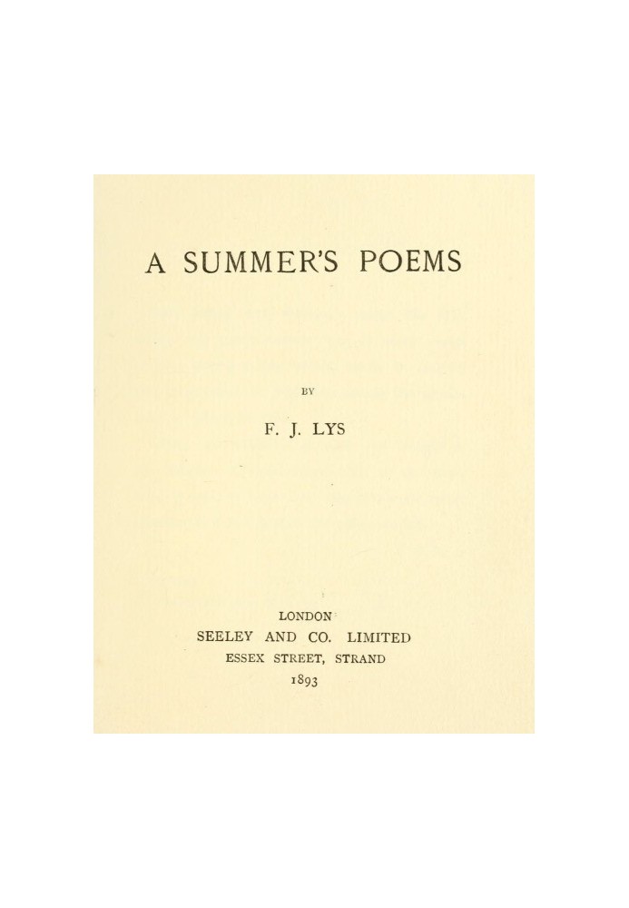 A Summer's Poems