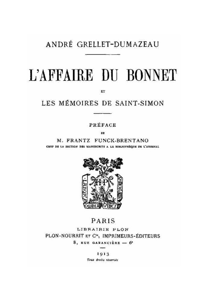 The affair of the bonnet and the Memoirs of Saint-Simon