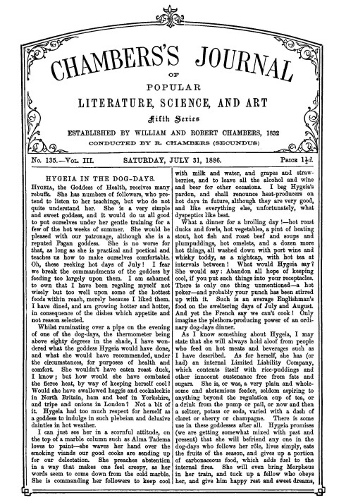 Chambers's Journal of Popular Literature, Science, and Art, fifth series, no. 135, vol. III, July 31, 1886