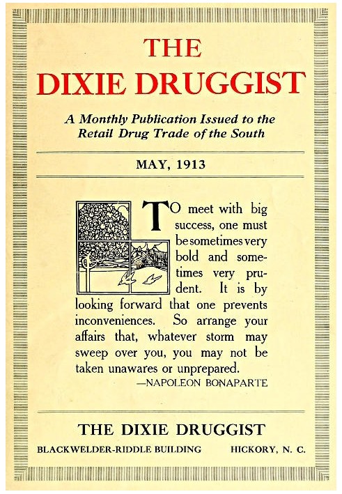 The Dixie Druggist, травень 1913 р. Щомісячне видання для роздрібної торгівлі наркотиками Півдня