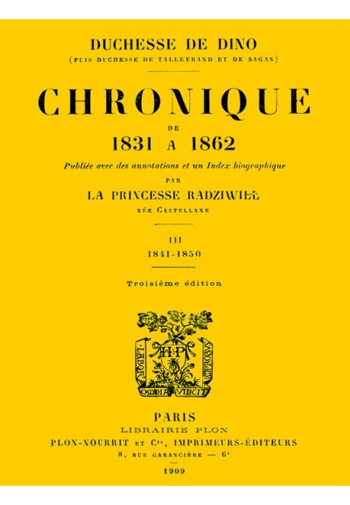 Chronicle from 1831 to 1862, Volume 3 (of 4)