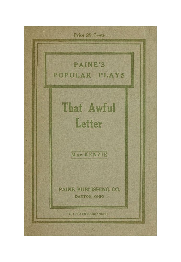 That Awful Letter: A Comedy for Girls