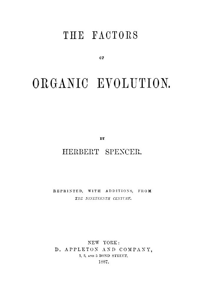 The Factors of Organic Evolution