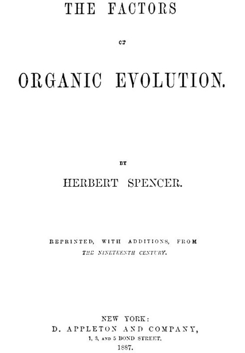 The Factors of Organic Evolution