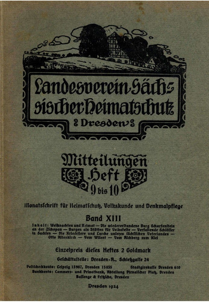 Державна асоціація охорони спадщини Саксонії - Комунікації Том XIII, випуски 9-10: $b Щомісячний журнал для охорони спадщини, фо