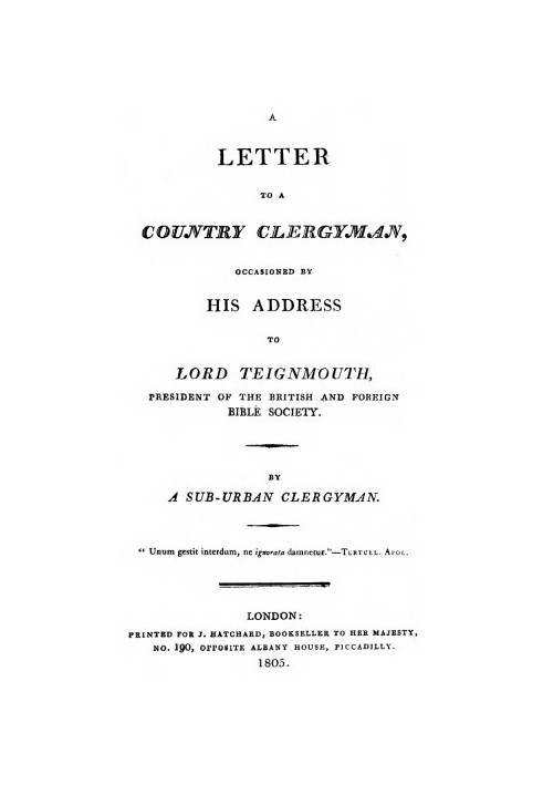 A letter to a country clergyman, occasioned by his address to Lord Teignmouth