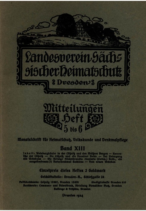Державна асоціація охорони спадщини Саксонії - Оголошення, том XIII, випуск 5-6: $b щомісячний журнал для охорони спадщини, фоль