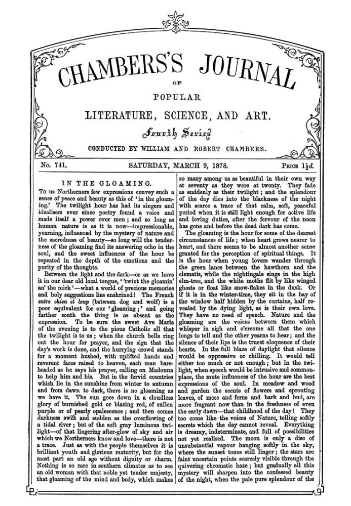 Chambers's Journal of Popular Literature, Science, and Art, No. 741, March 9, 1878