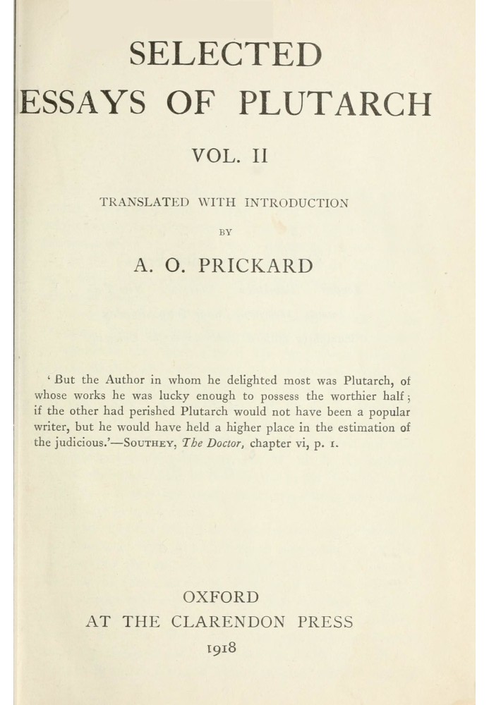 Selected Essays of Plutarch, Vol. II.