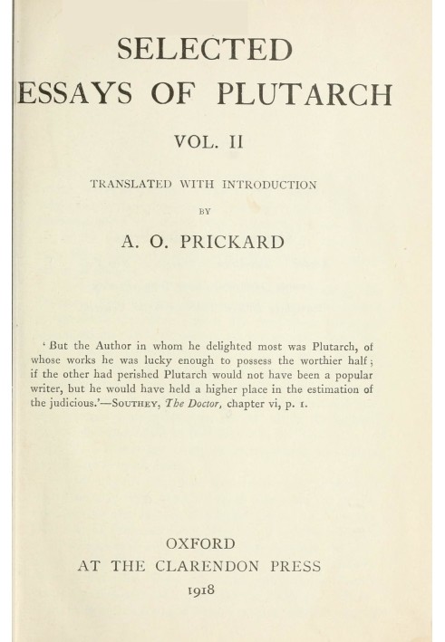 Избранные очерки Плутарха, Vol. II.