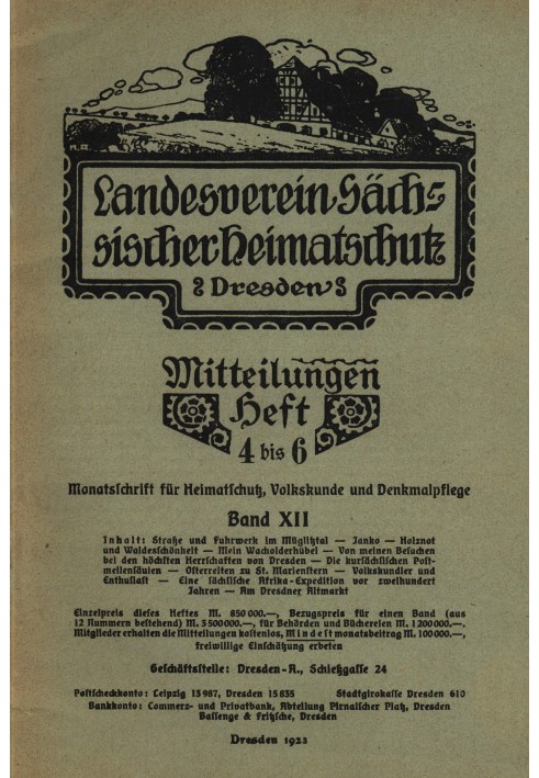 Державна асоціація охорони спадщини Саксонії - Оголошення, том XII, випуск 4-6: $b щомісячний журнал для охорони спадщини, фольк
