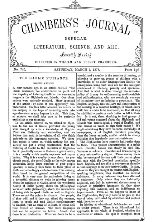 Журнал популярной литературы, науки и искусства Чемберса, № 740, 2 марта 1878 г.