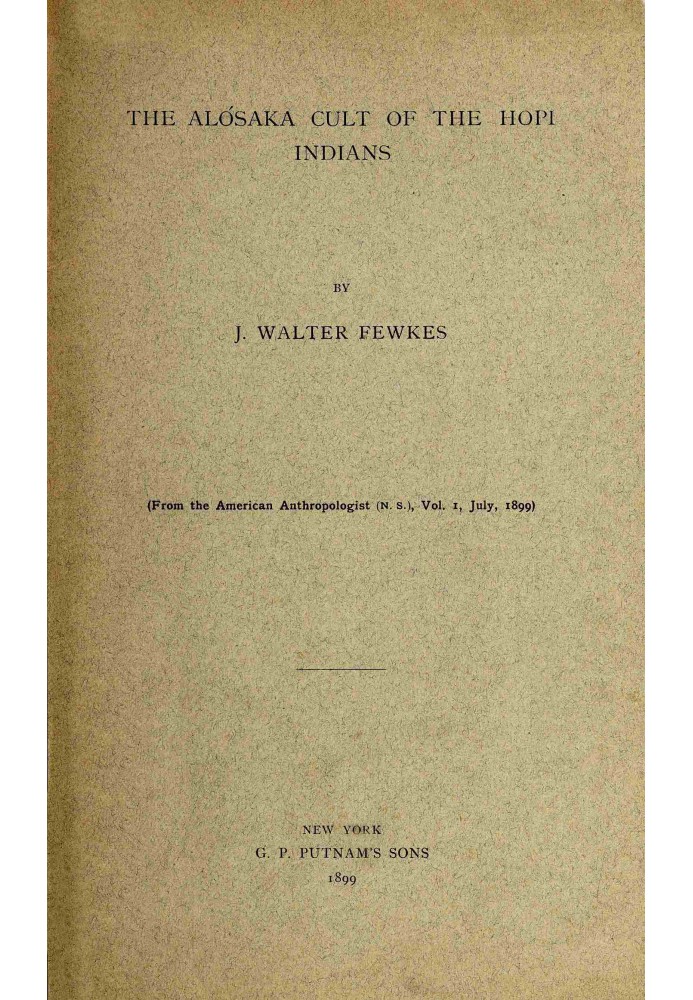 The Alósaka cult of the Hopi Indians