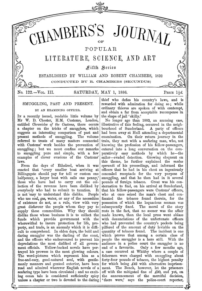 Chambers's journal of popular literature, science, and art, fifth series, no. 122, vol. III, May 1, 1886