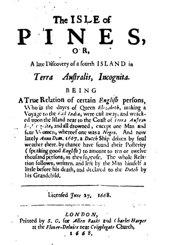 Острів Сосни (1668) і нарис з бібліографії Вортінгтона Чонсі Форда