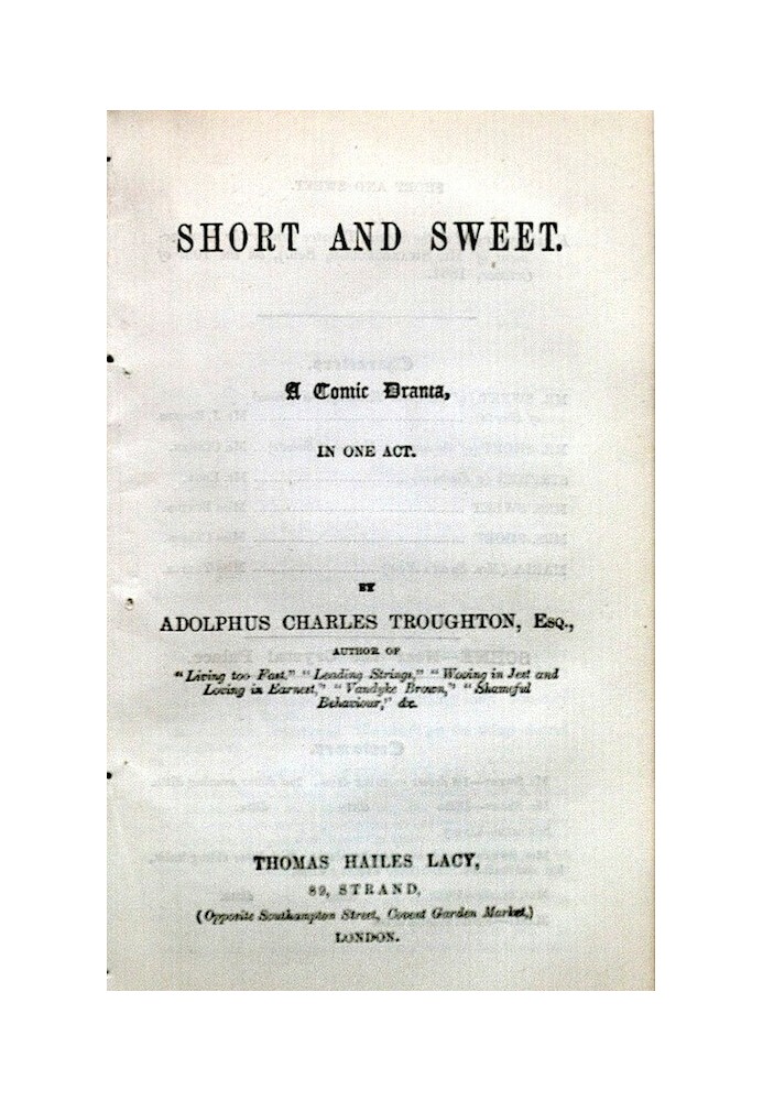 Коротко та мило: комічна драма в одній дії