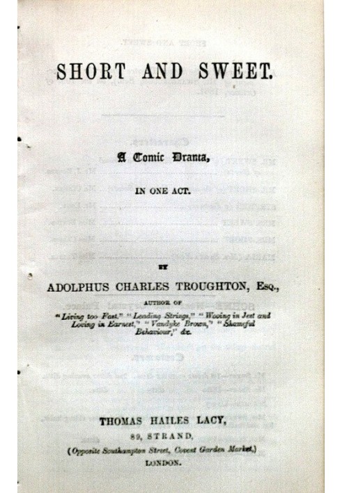 Коротко та мило: комічна драма в одній дії