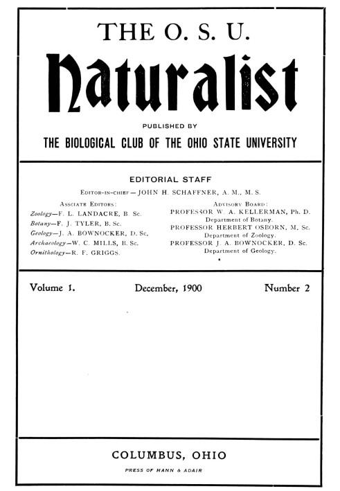 Натуралист OSU, Vol. 1, № 2, декабрь 1900 г.