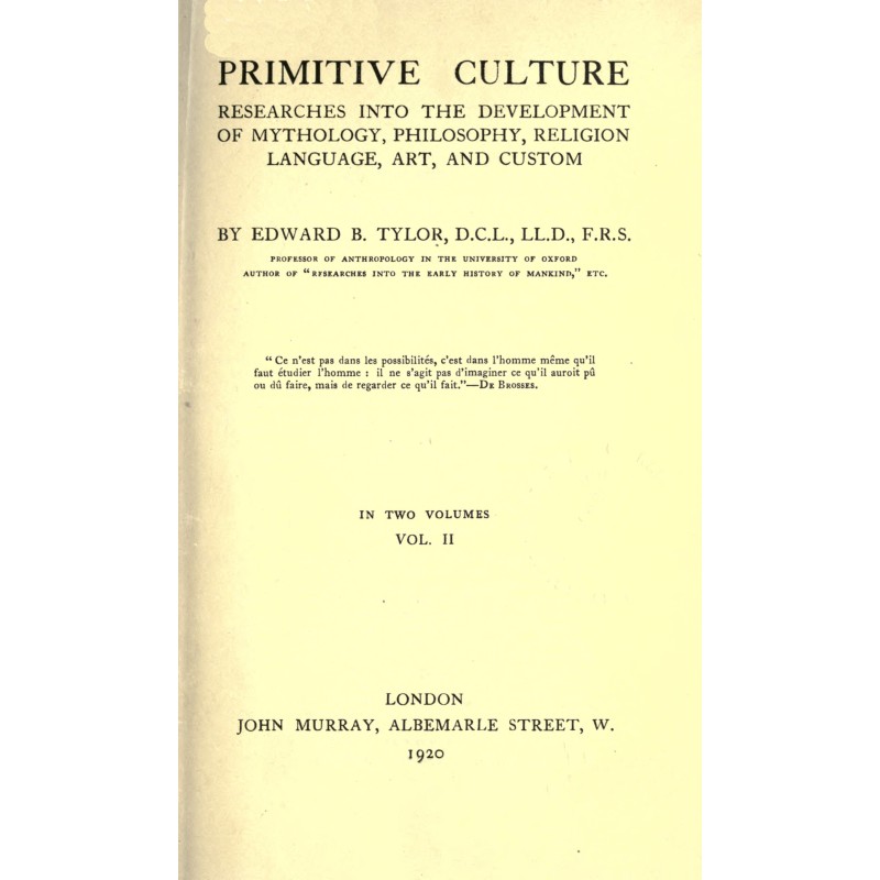 Primitive culture, vol. 2...