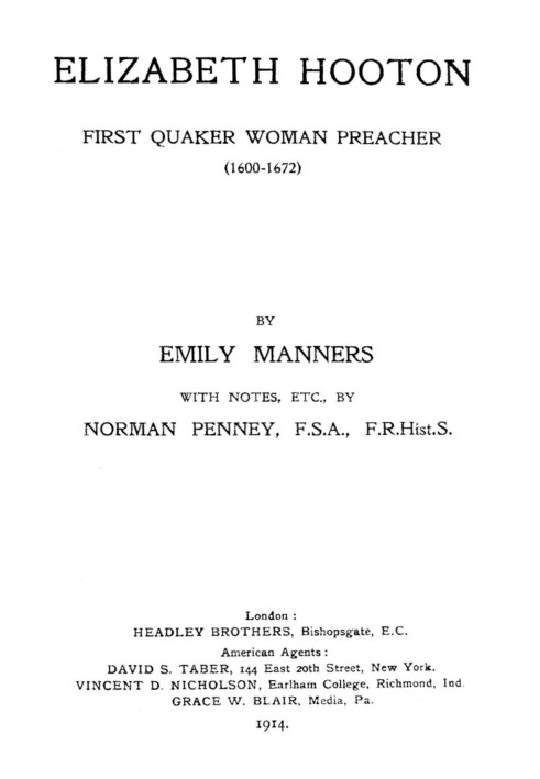 Elizabeth Hooton : $b First Quaker woman preacher (1600-1672)