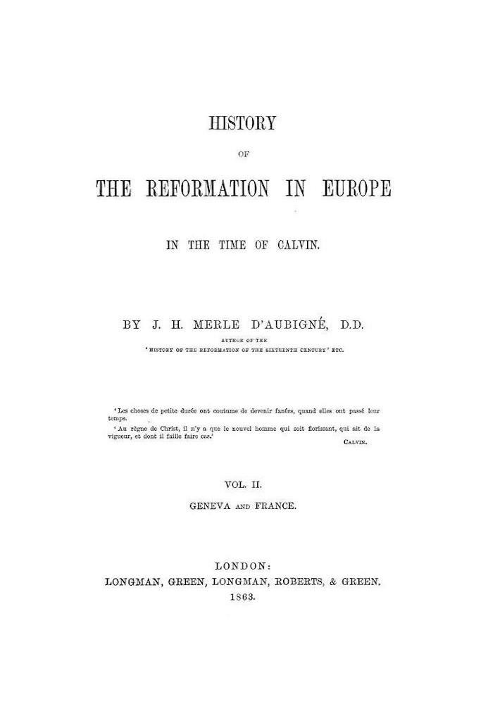 Історія Реформації в Європі часів Кальвіна. том. 2 (з 8)