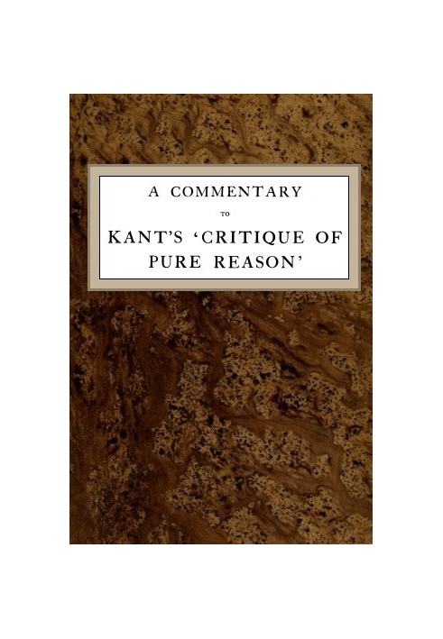 A Commentary to Kant's 'Critique of Pure Reason'