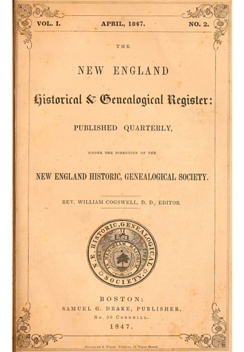 The New England Historical & Genealogical Register, Vol. 1, No. 2, April 1847