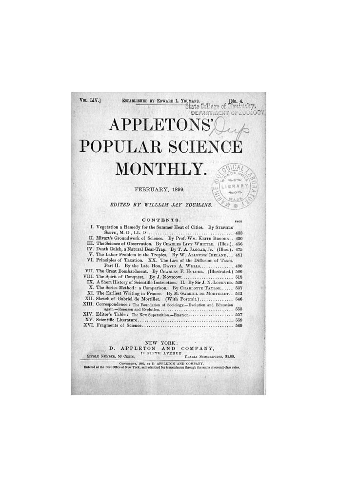 Appletons' Popular Science Monthly, лютий 1899 р. Том LIV, № 4, лютий 1899 р.