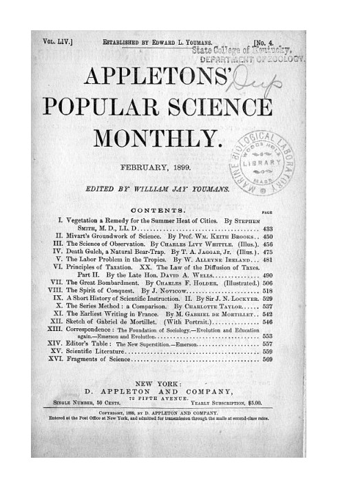 Appletons' Popular Science Monthly, лютий 1899 р. Том LIV, № 4, лютий 1899 р.