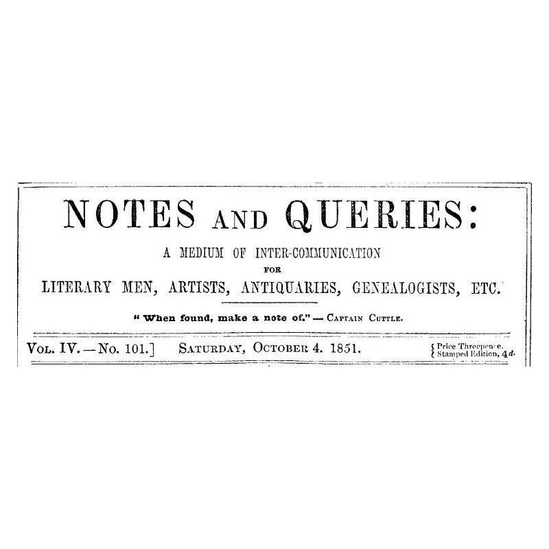 Notes and Queries, Vol. IV,...