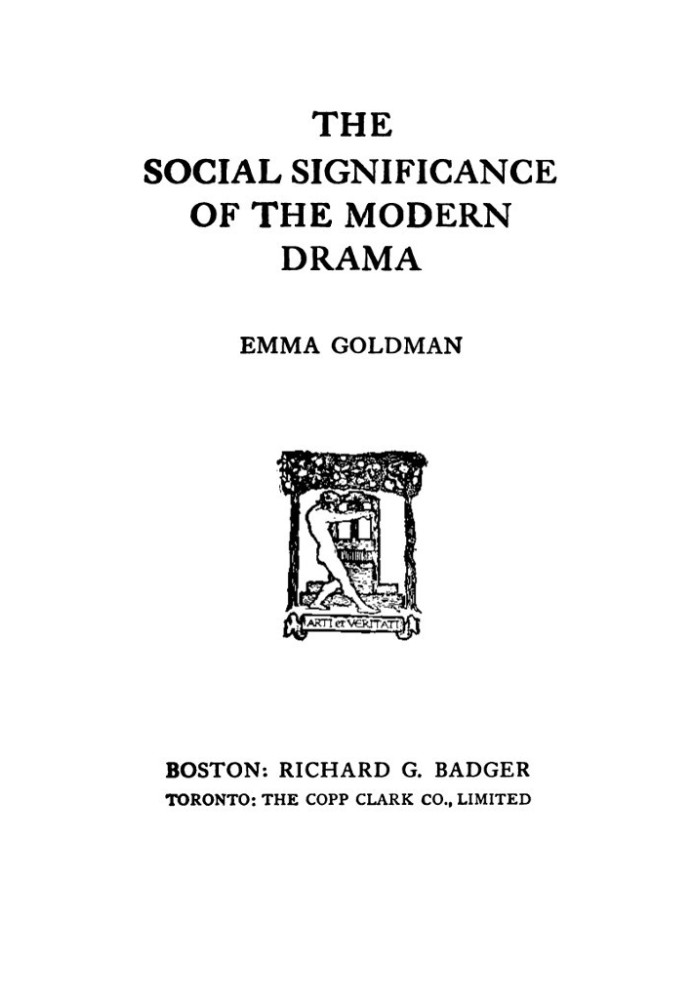 The Social Significance of the Modern Drama