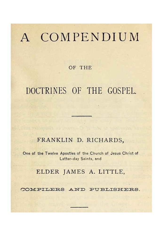 A Compendium of the Doctrines of the Gospel