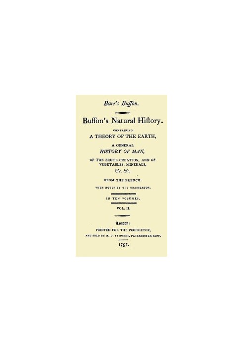 Естественная история Бюффона, том 02 (из 10), содержащий теорию Земли, всеобщую историю человека, животного мира, овощей, минера