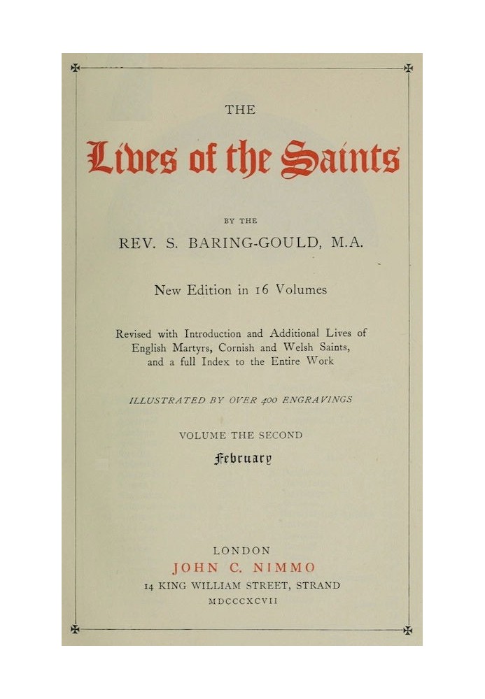 The Lives of the Saints, Volume 02 (of 16): February