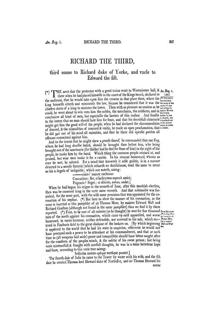 Chronicles of England, Scotland and Ireland (3 of 6): England (6 of 9) Richard the Third, Third Sonne to Richard Duke of Yorke, 