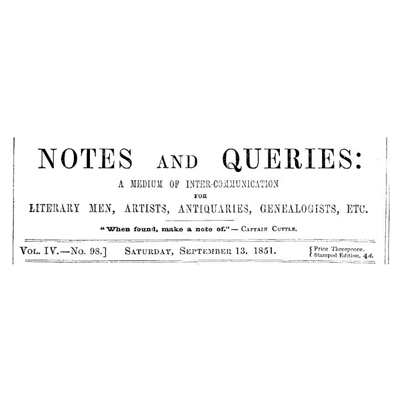 Notes and Queries, Vol. IV,...