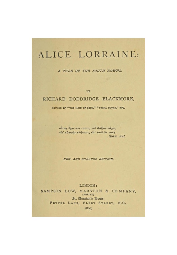 Alice Lorraine: A Tale of the South Downs