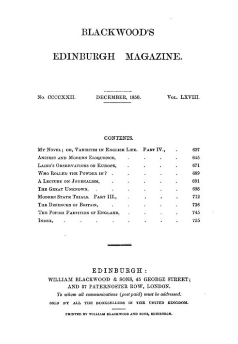 Blackwood's Edinburgh Magazine, Vol. 68, № 422, грудень 1850