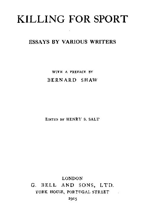 Убийство ради спорта: очерки разных писателей